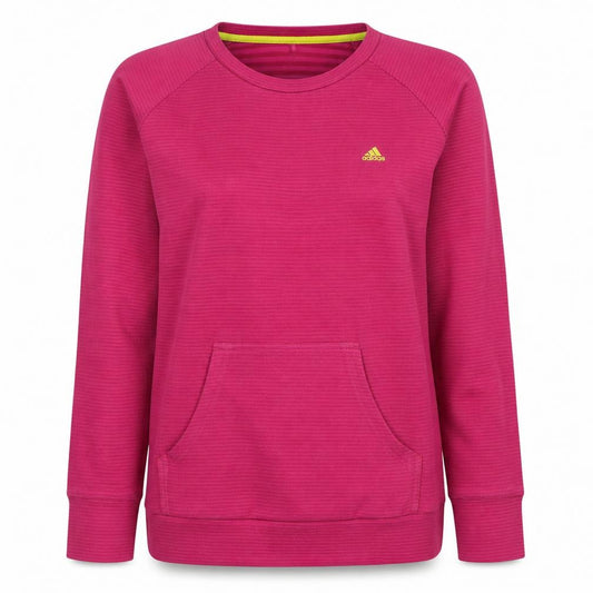 Adidas Women Pink Striped Pullover Sweatshirt Size M Long Sleeve