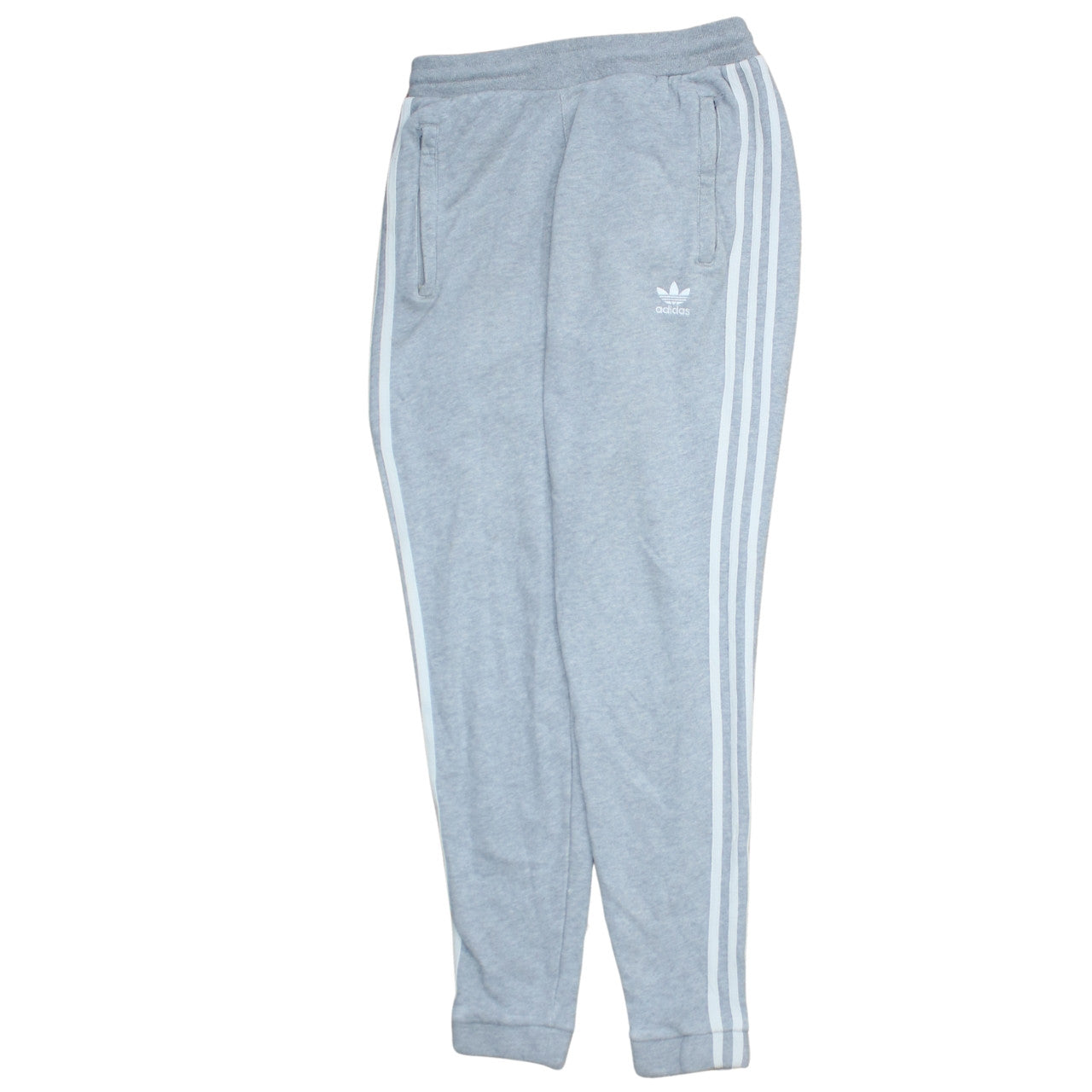 Adidas Men Grey XS Jogger Sweatpants with Logo and Stripes