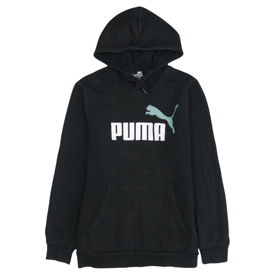 Puma Women's Black Small Pullover Hoodie with Logo Print