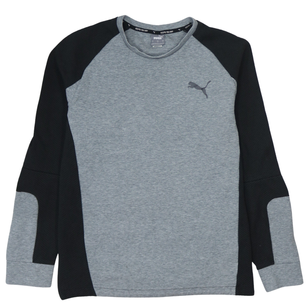 Puma Mens Grey Black Long Sleeve Crew Neck Sports Sweatshirt L