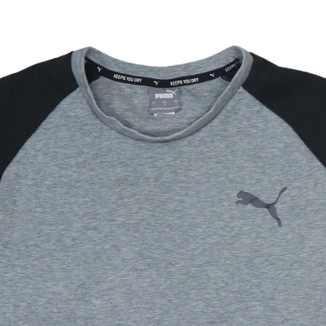 Puma Mens Grey Black Long Sleeve Crew Neck Sports Sweatshirt L