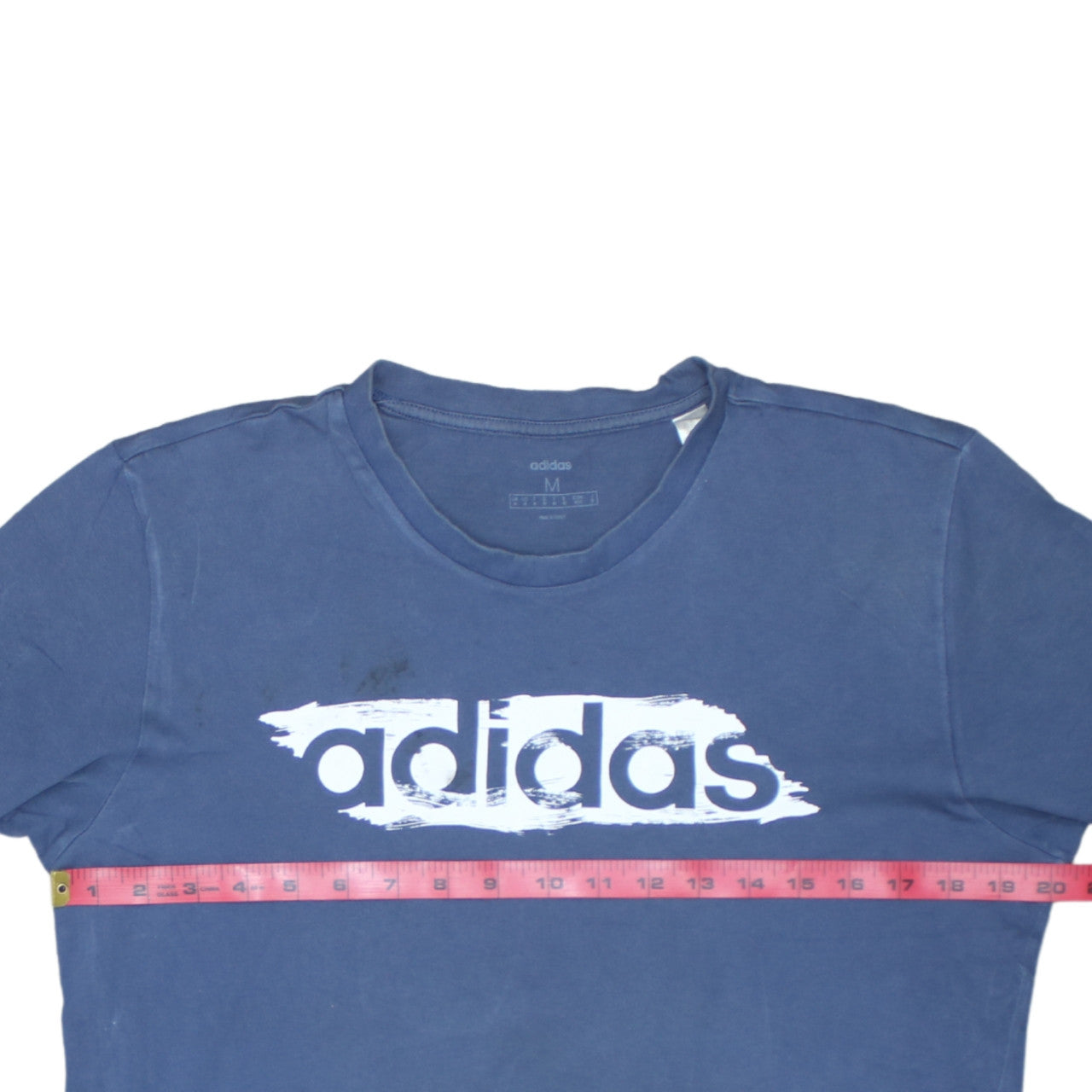 Adidas Men's Blue Graphic Print Crew Neck Cotton T-Shirt Size M