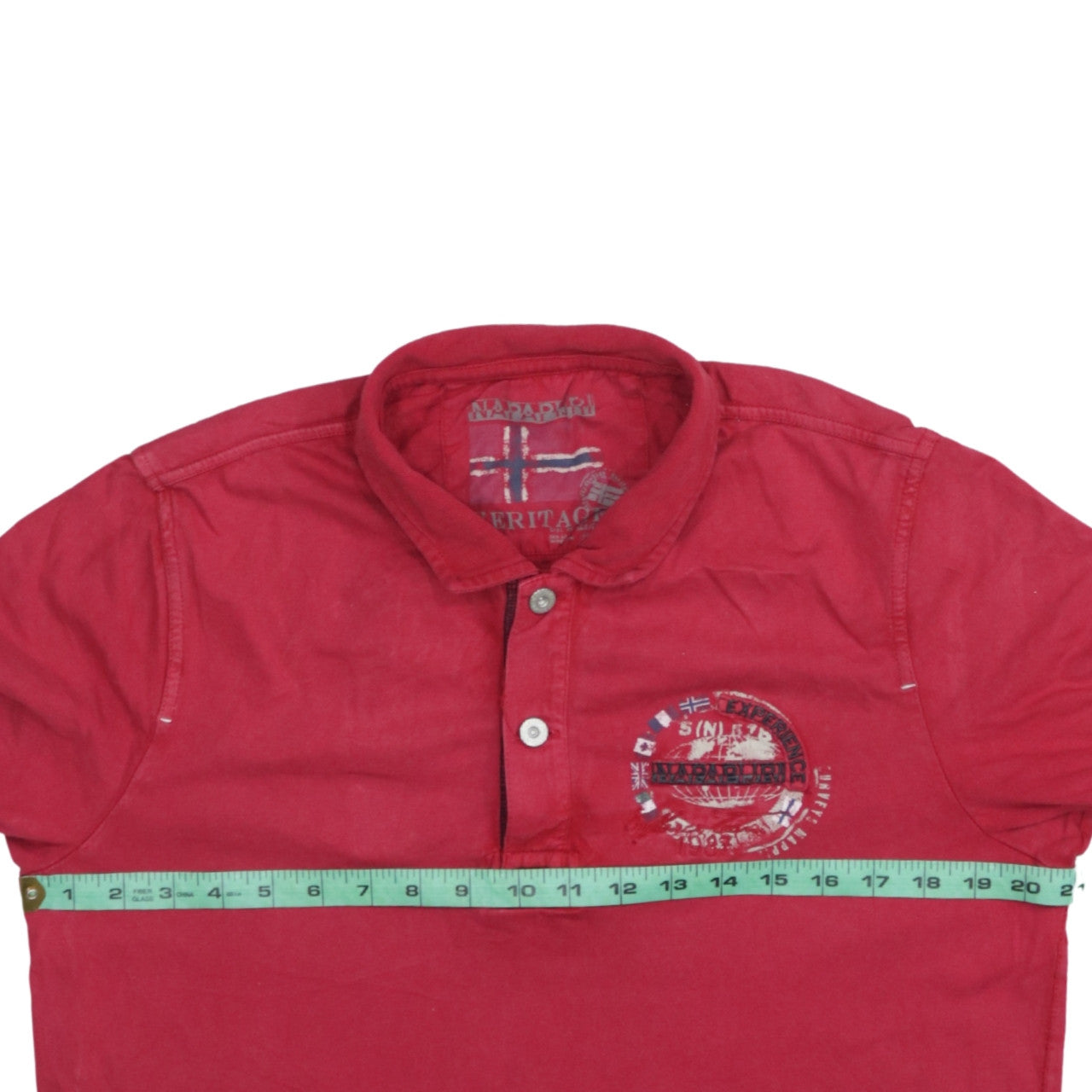 Napapijri Men's Red Heritage Polo Shirt Size M Cotton Logo Design