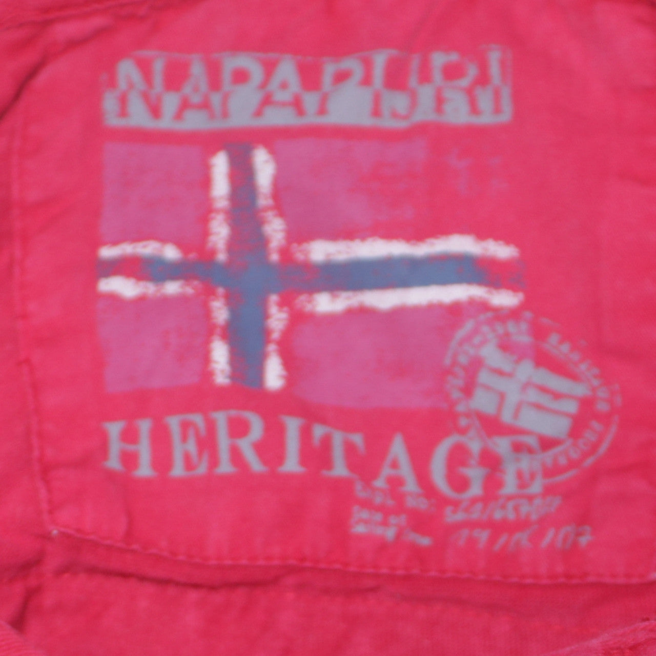 Napapijri Men's Red Heritage Polo Shirt Size M Cotton Logo Design