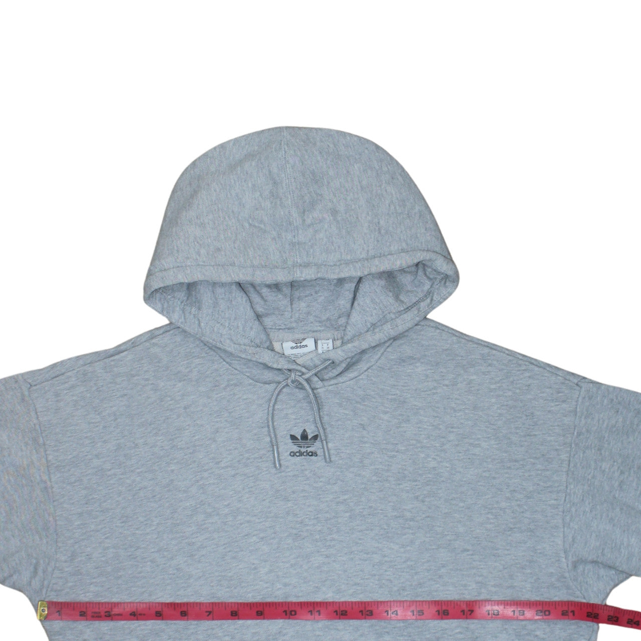 Adidas Men Grey Pullover Hoodie L Logo Fleece Sportswear