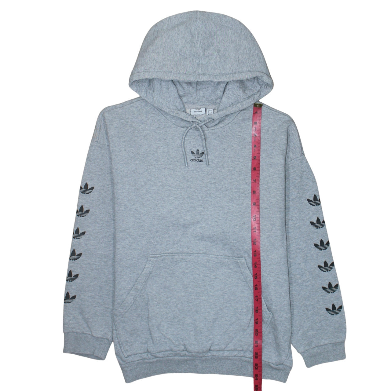 Adidas Men Grey Pullover Hoodie L Logo Fleece Sportswear