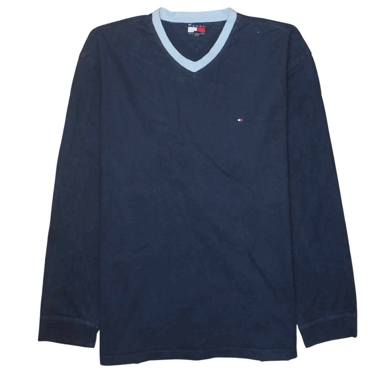 Tommy Hilfiger Men's Blue V-Neck Long Sleeve Cotton Sweatshirt 2XL