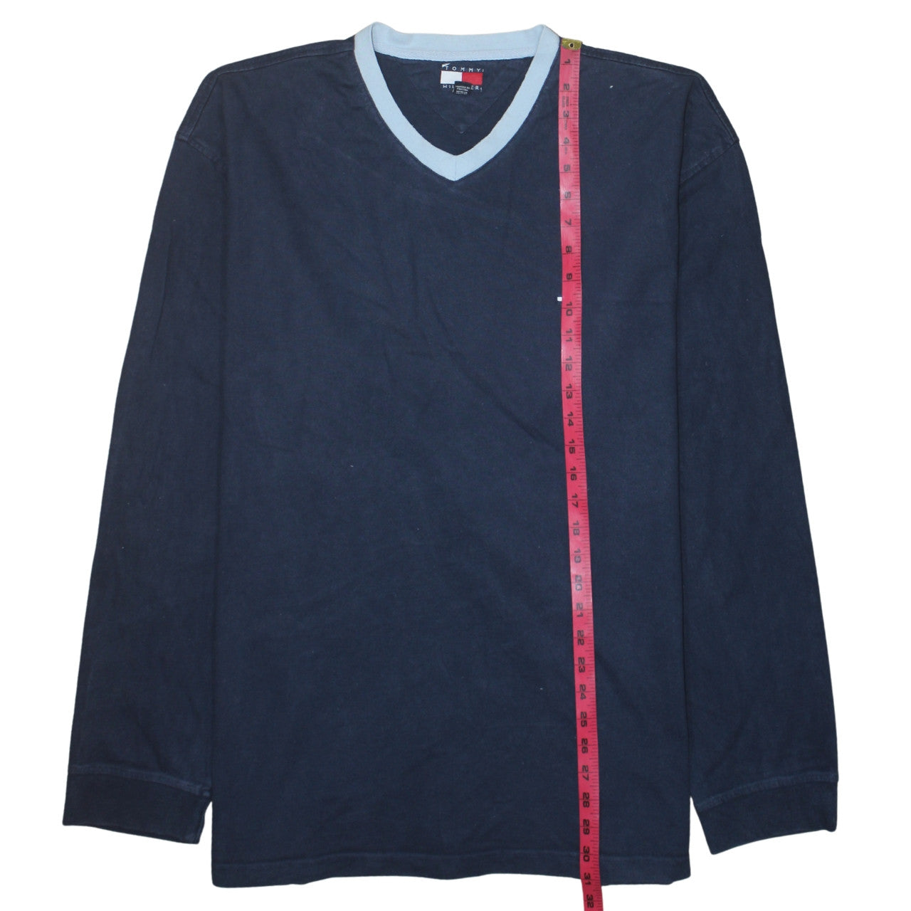 Tommy Hilfiger Men's Blue V-Neck Long Sleeve Cotton Sweatshirt 2XL