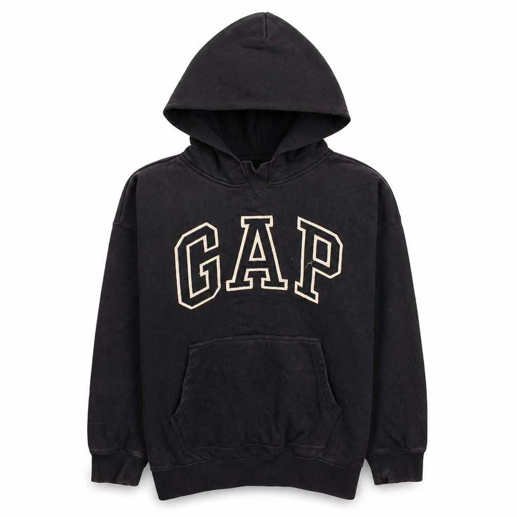 Gap Boys Black Pullover Hoodie 12 Years Fleece Logo Hooded Sweatshirt