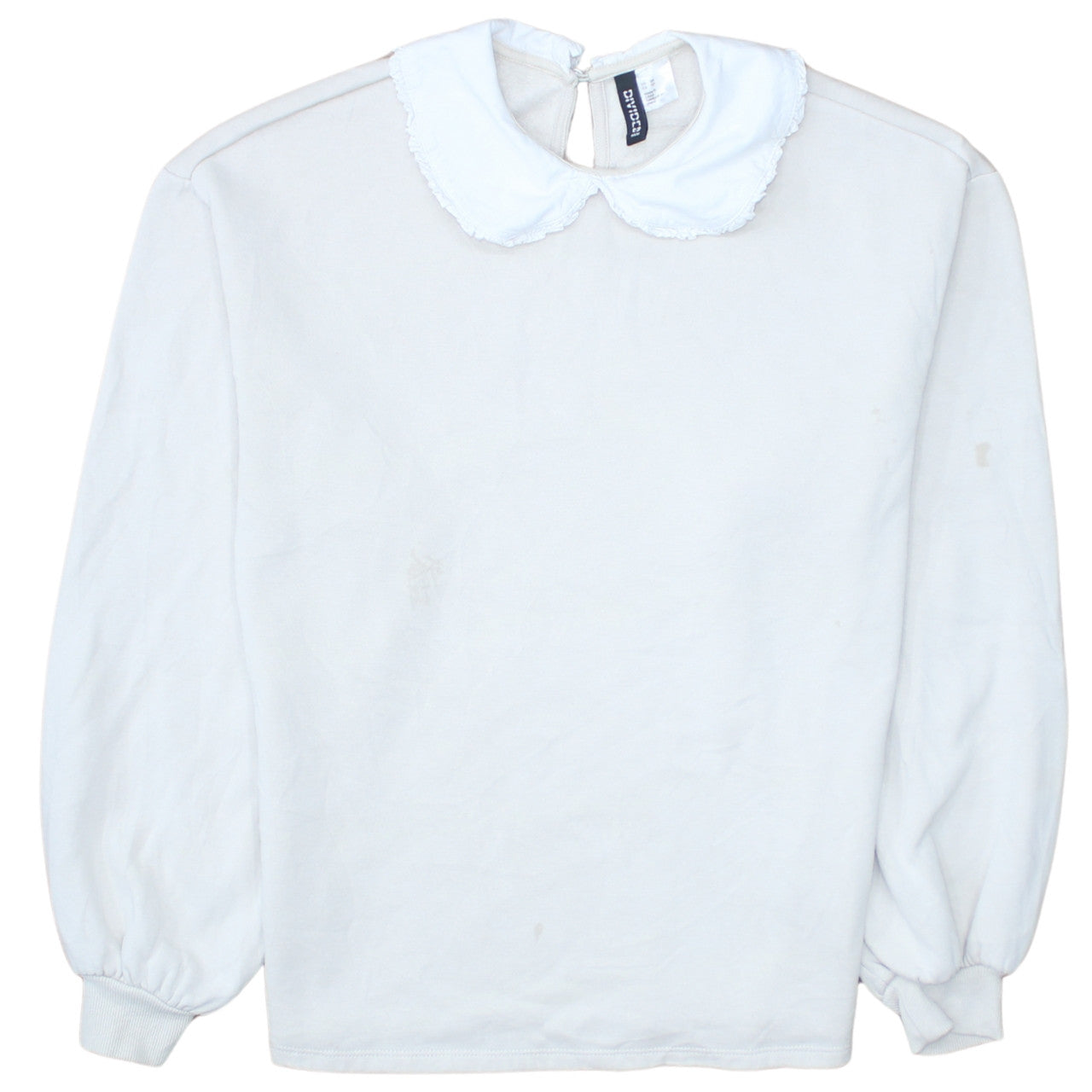 H&M Divided Women White Peter Pan Collar Pullover Sweatshirt XS
