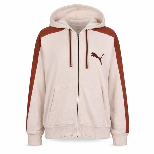 Puma Women's Beige & Brown Full Zip Hoodie Size S Casual Sportswear