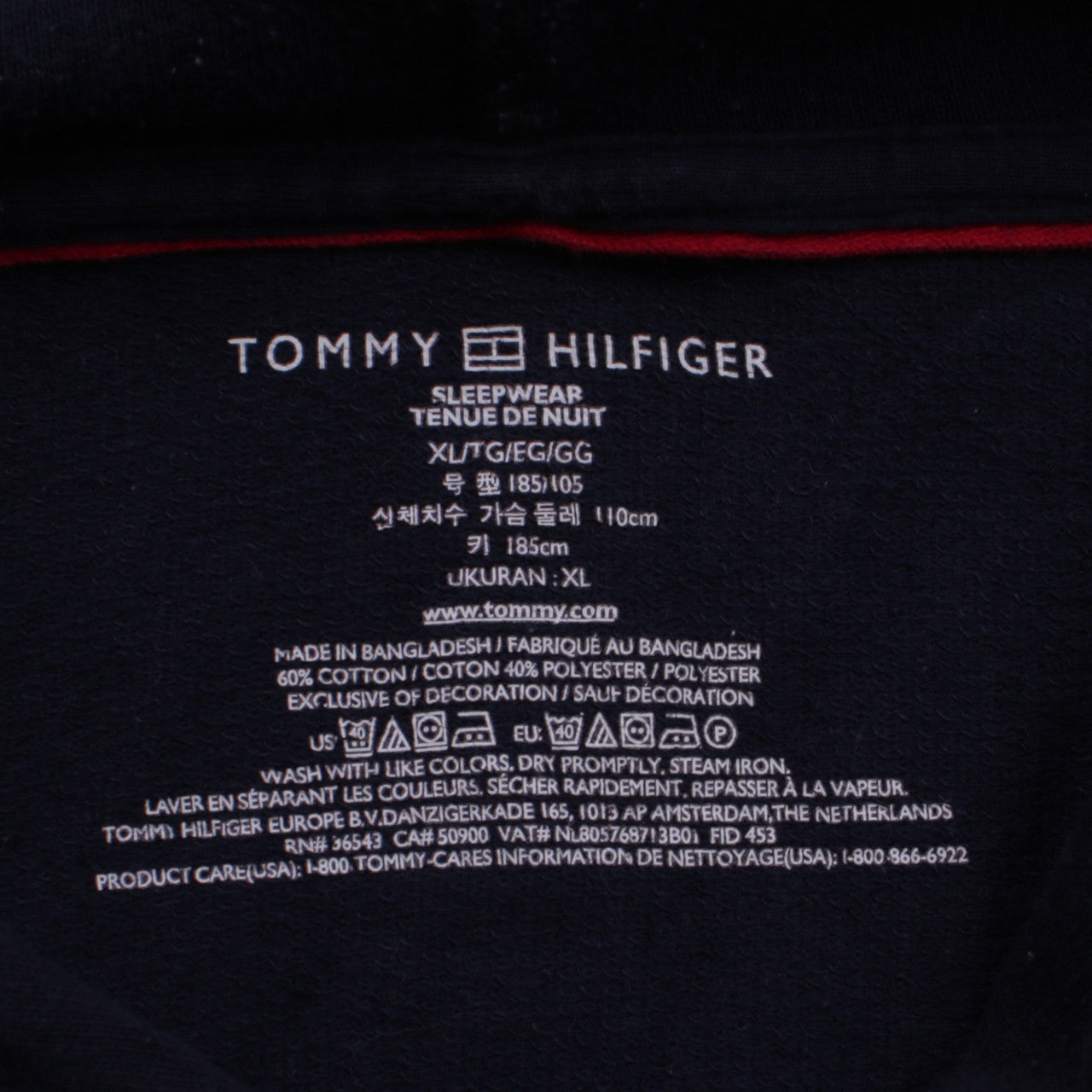 Tommy Hilfiger Men's Blue XL Pullover Hoodie with Logo Trim