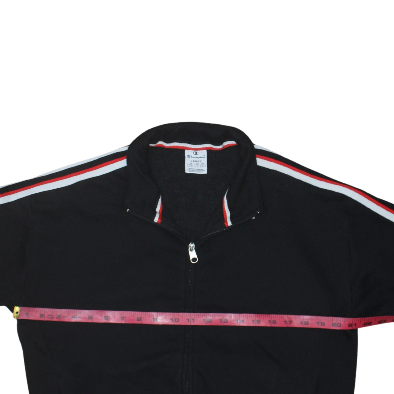 Champion Men's Black Track Jacket Large Full Zip Retro Sportswear