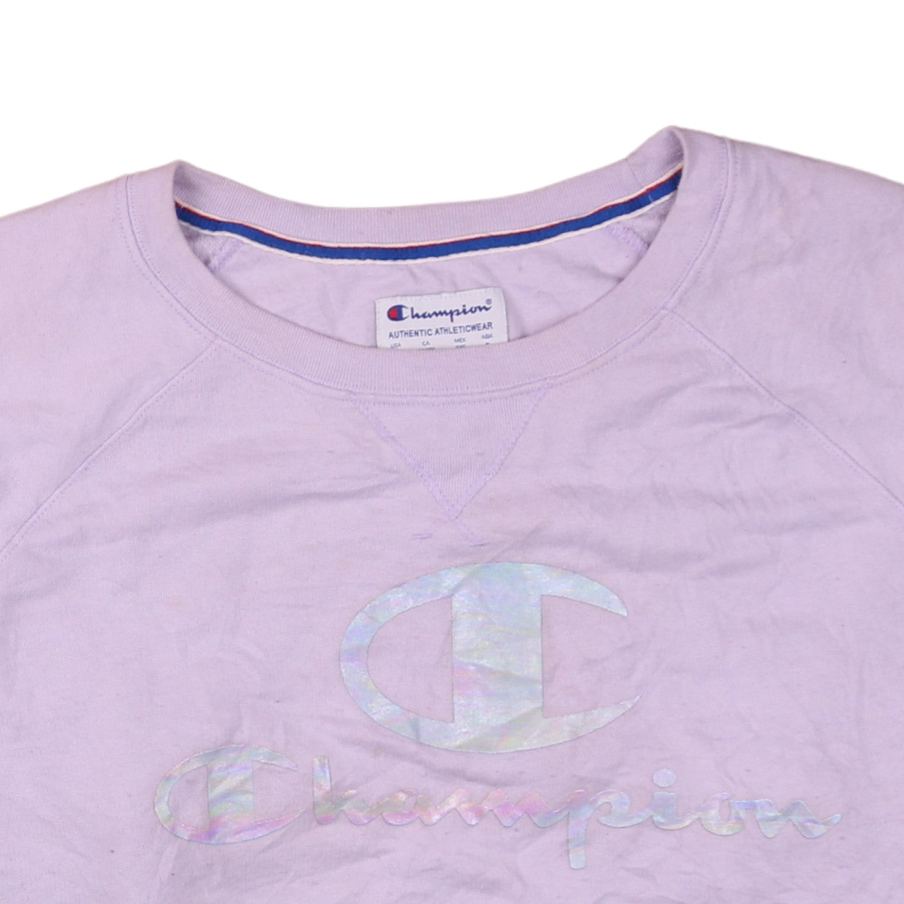 Champion Womens Lilac Pullover Sweatshirt 2XL Logo Print Crew Neck