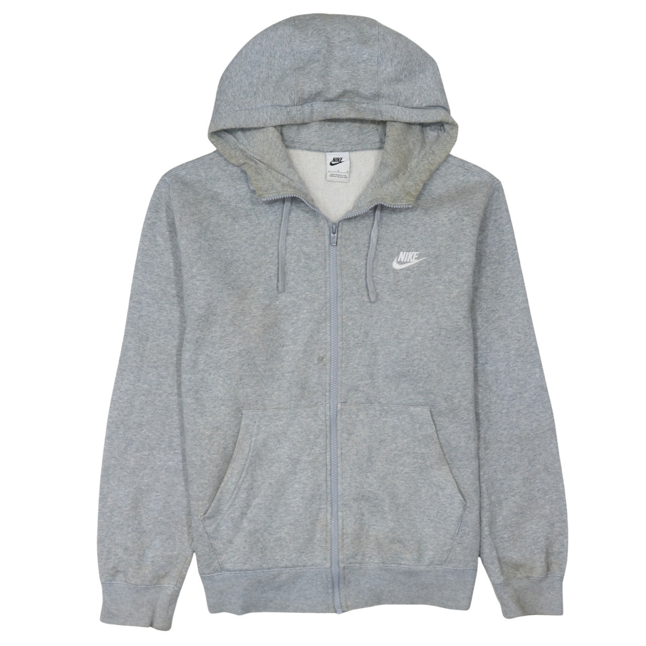 Nike Men’s Grey Full Zip Hoodie M Fleece Lined Sportswear