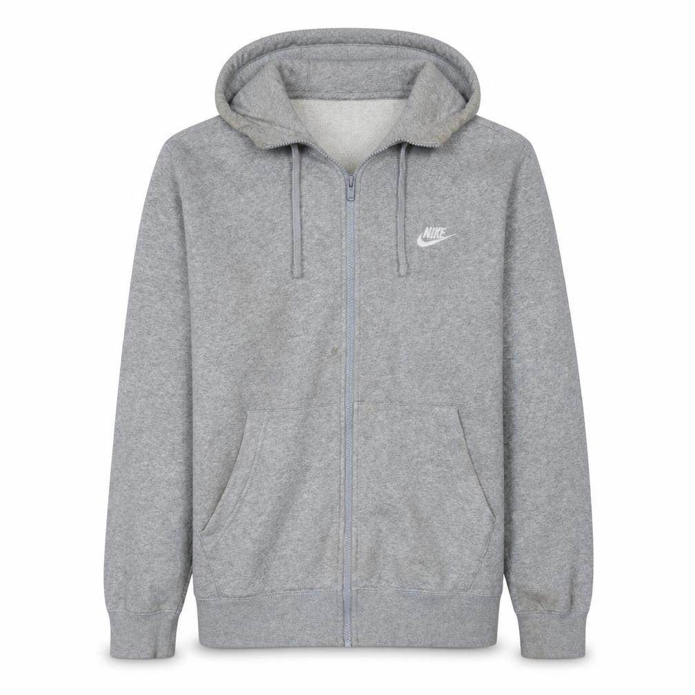 Nike Men’s Grey Full Zip Hoodie M Fleece Lined Sportswear
