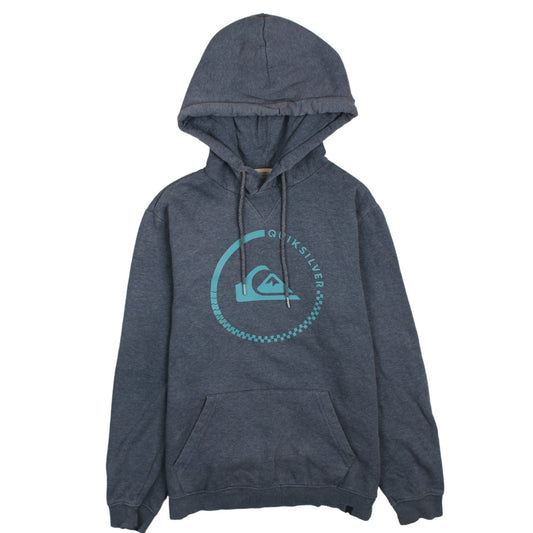 Quiksilver Men Grey Pullover Hoodie Small Graphic Logo