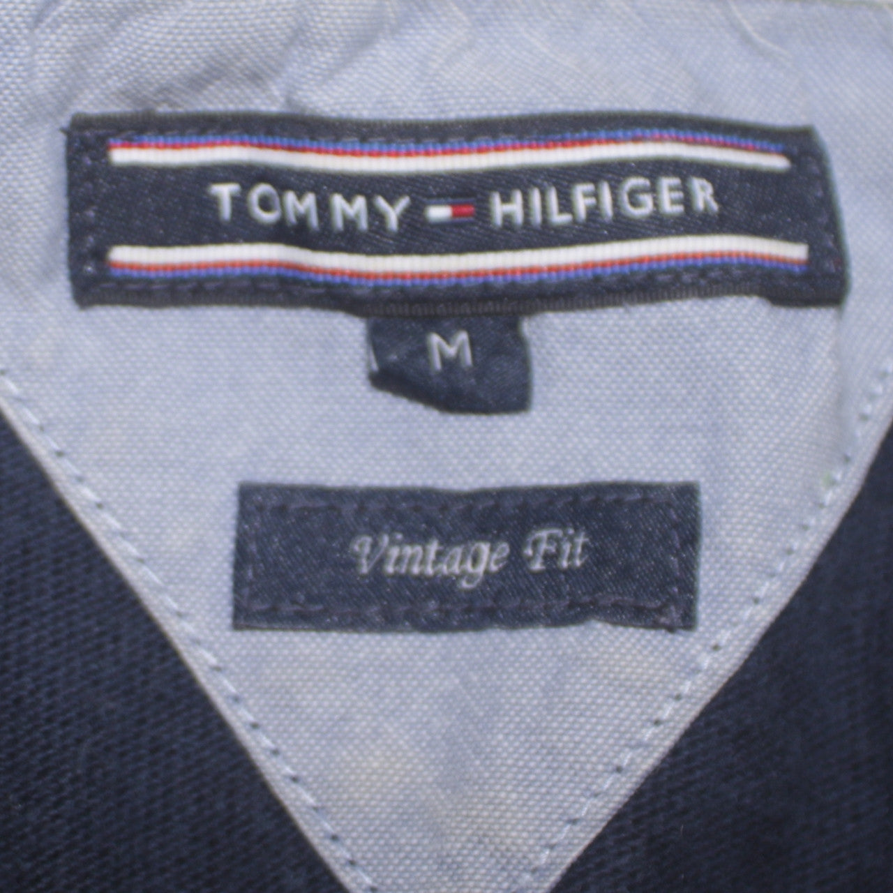 Tommy Hilfiger Men's Blue Collared Long Sleeve Vintage Fit Sweatshirt M