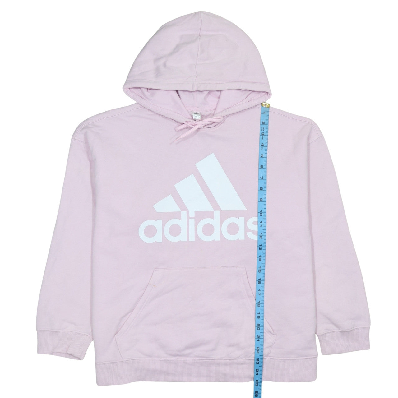 Adidas Women Pink Pullover Hoodie L 16-18 Hooded Logo Sweatshirt