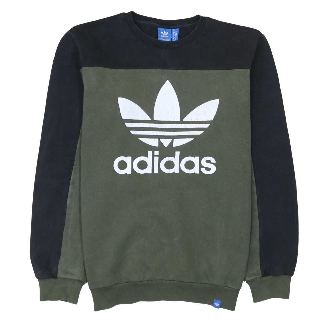 Adidas Men's Green Black Crew Neck Pullover Sweatshirt Size M