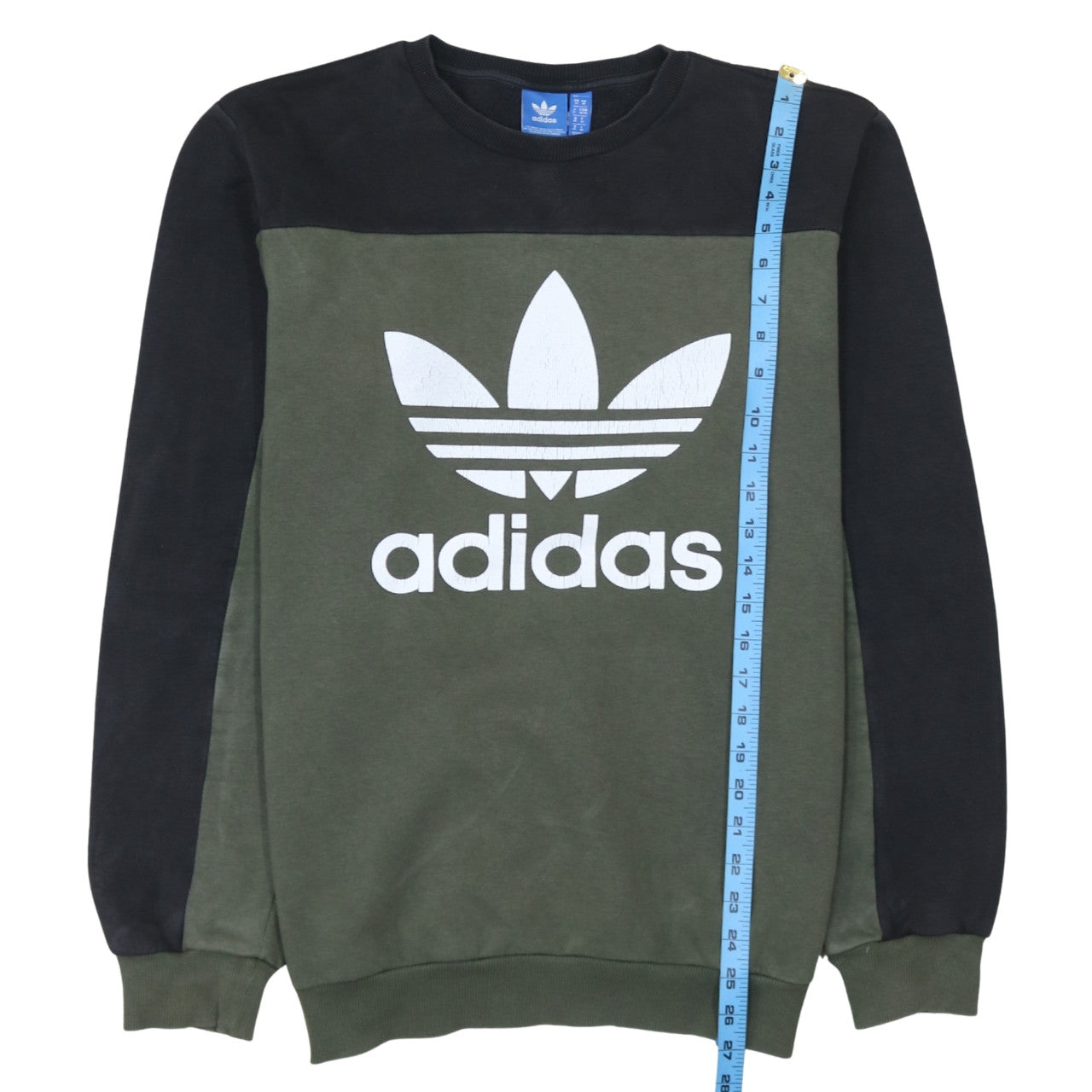 Adidas Men's Green Black Crew Neck Pullover Sweatshirt Size M