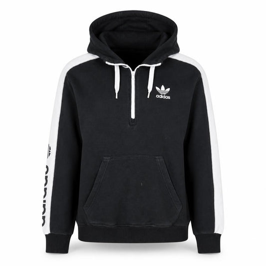 Adidas Women Black & White 1/2 Zip Hoodie Size 8 - Cotton Blend