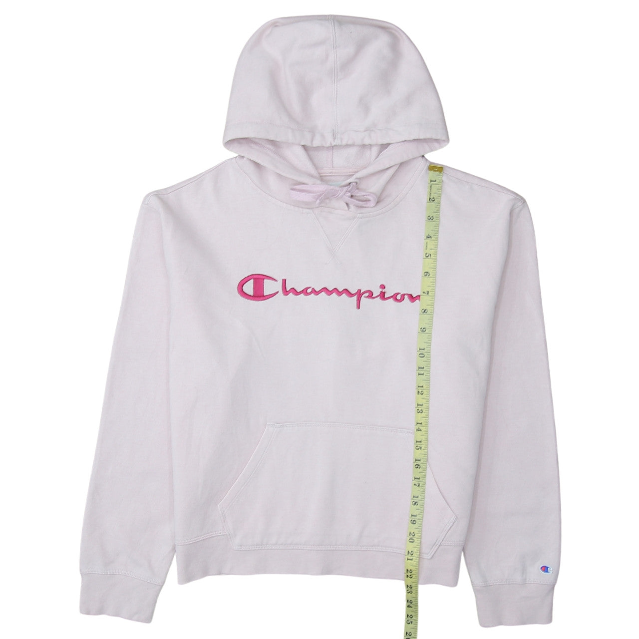 Champion Women Pink Embroidered Pullover Hoodie L Cotton Blend