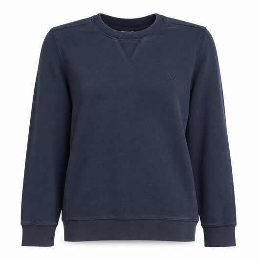 Adidas Womens Navy Blue Crew Neck Sweatshirt Size 10 UK Cotton Blend