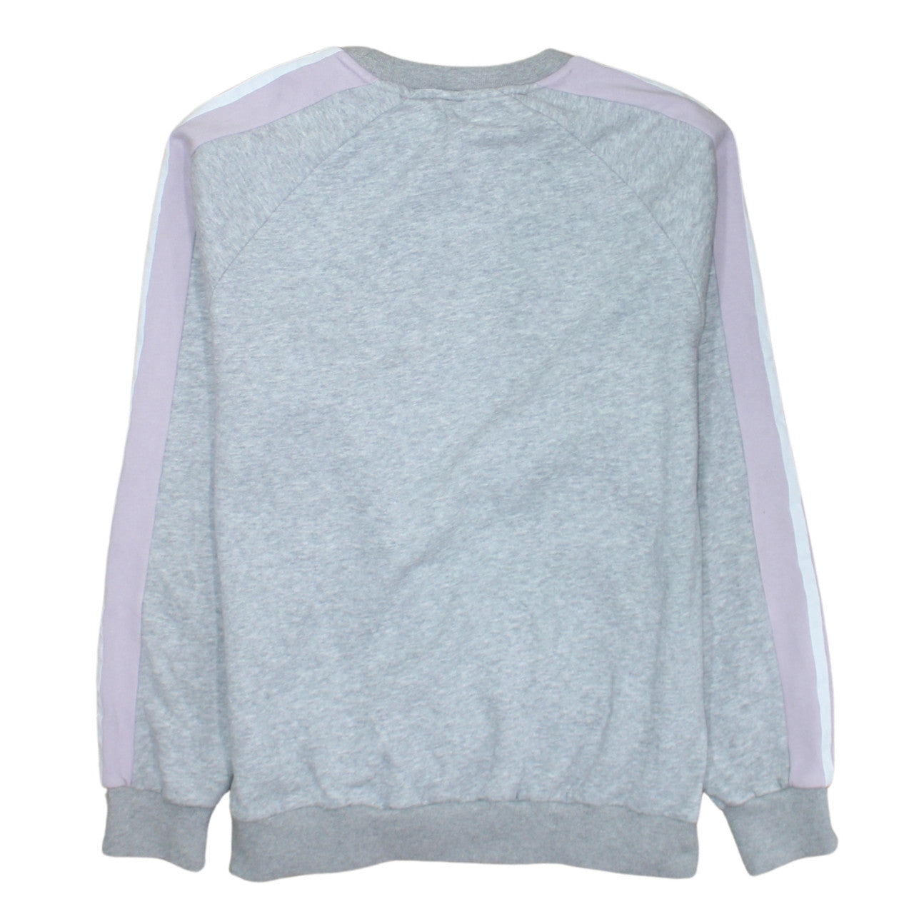 Adidas Women Grey & Lilac 3-Stripes Crew Neck Pullover Sweatshirt UK 6