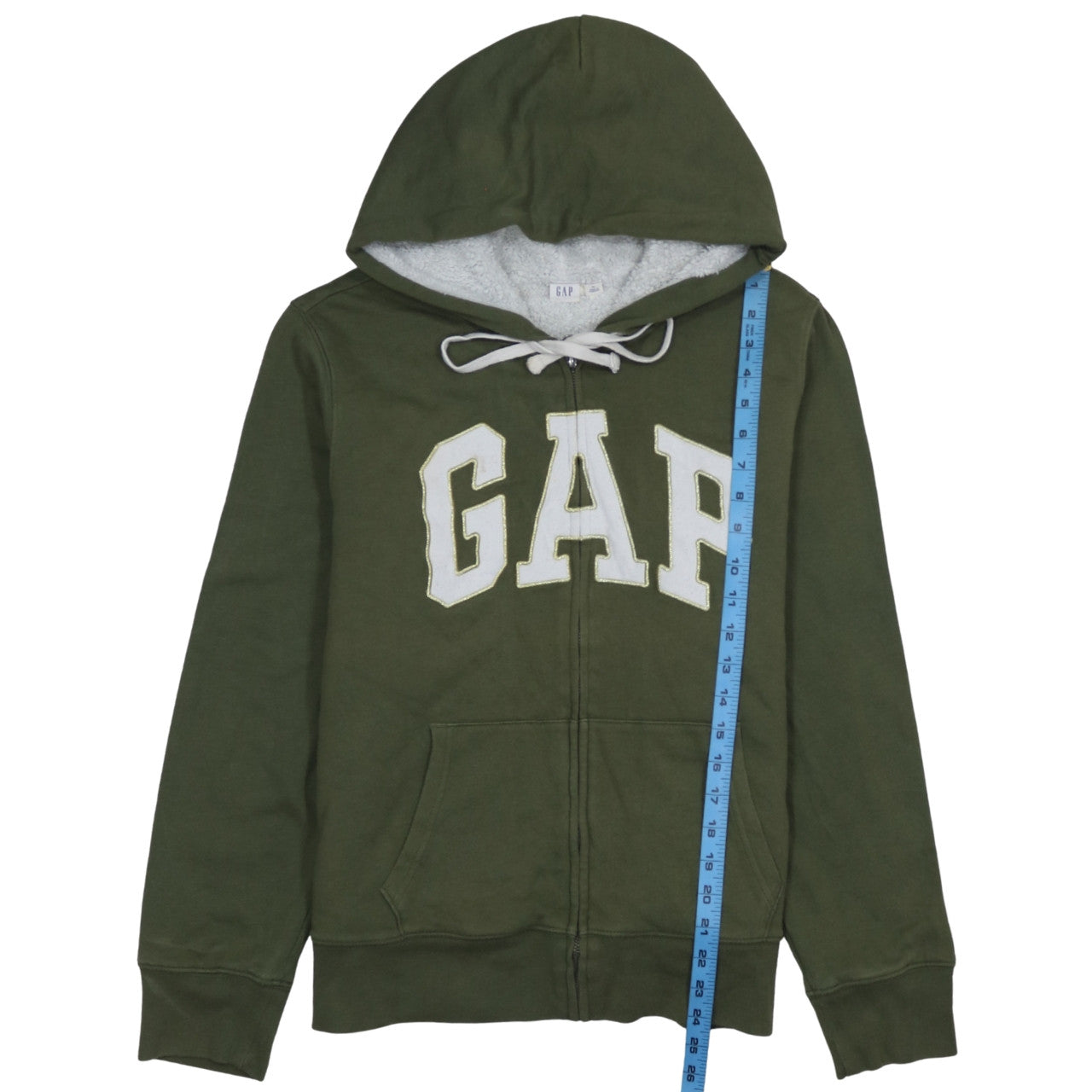 GAP Women Green Hooded Full Zip Sherpa Lined Hoodie XL