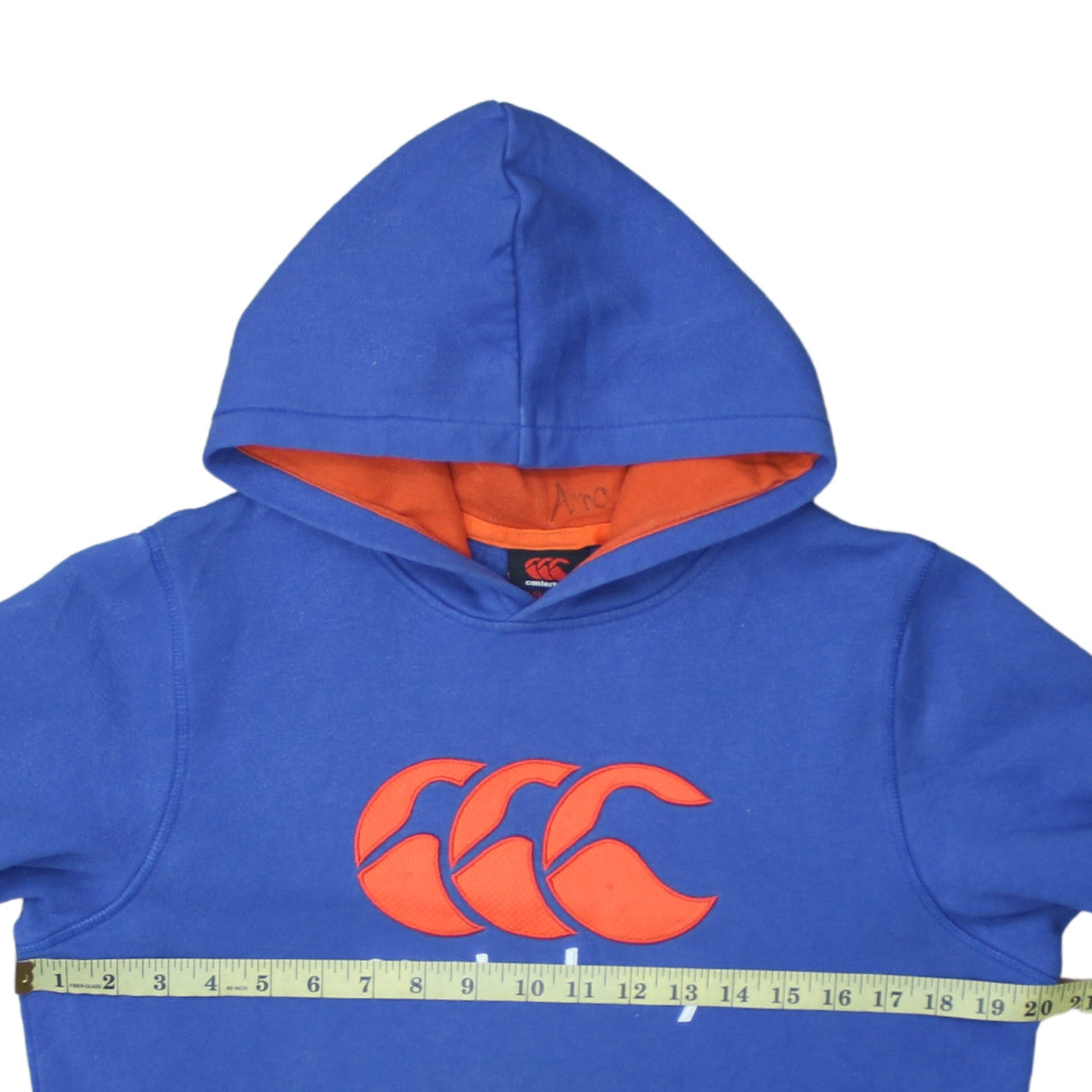 Canterbury Boys Blue Pullover Hoodie Age 14 Years Cotton Blend Logo Rugby Top