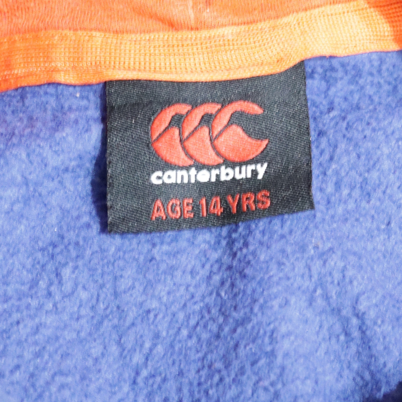 Canterbury Boys Blue Pullover Hoodie Age 14 Years Cotton Blend Logo Rugby Top