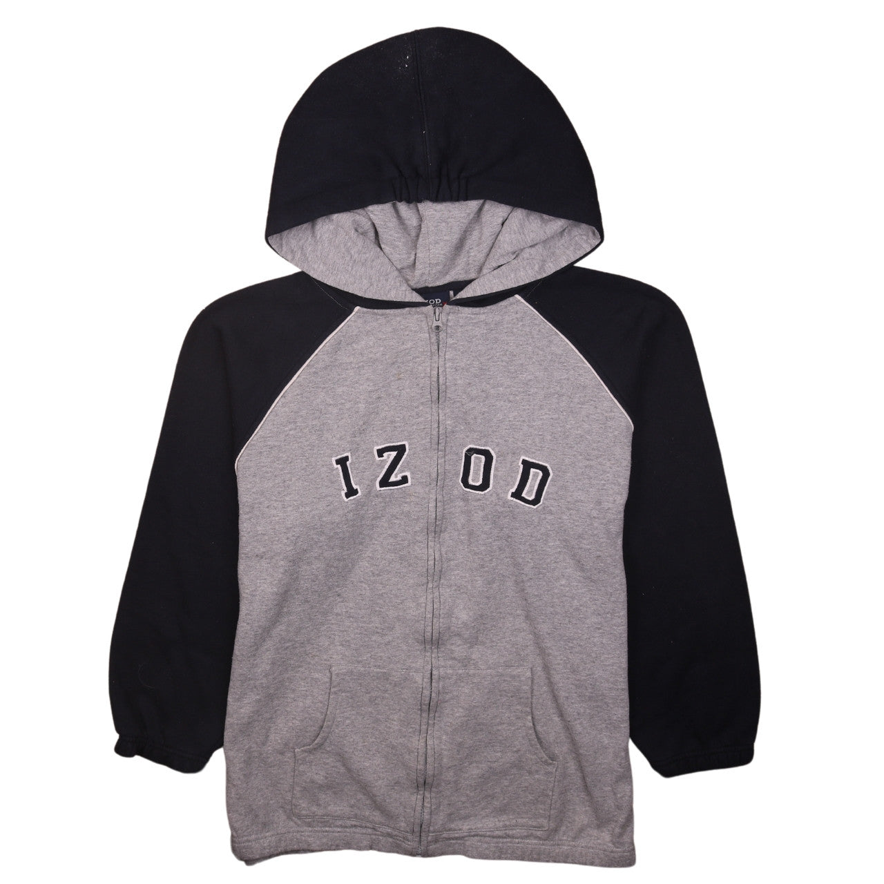 IZOD Women's Grey & Black Full Zip Hoodie Size XL (18) Cotton Blend