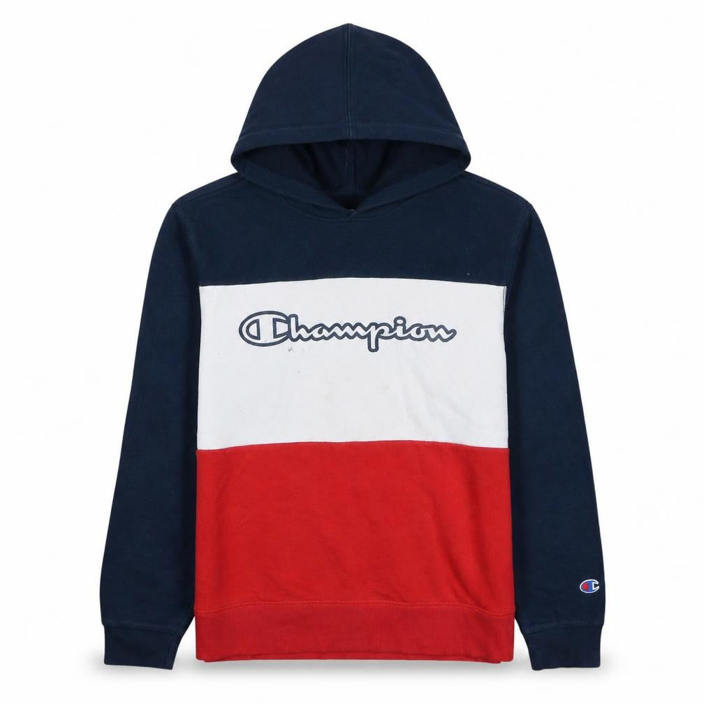 Champion Womens Navy Red Colourblock Hoodie Size L Pullover Casual