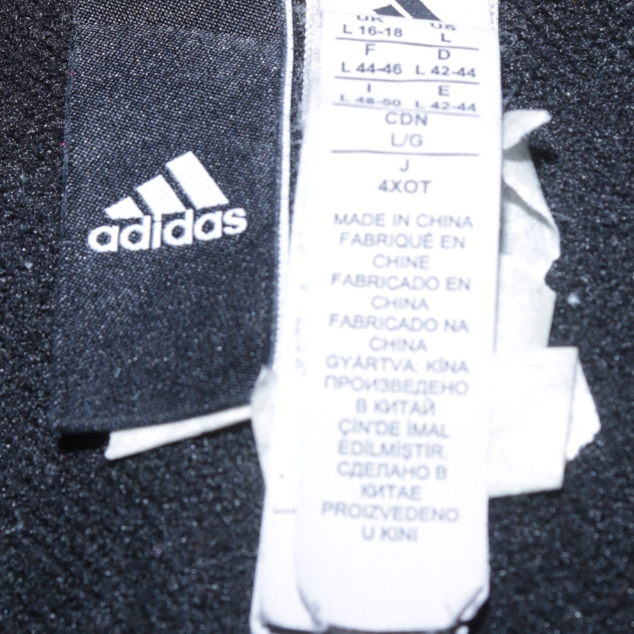 Adidas Womens Black Full Zip Hoodie Size L 16-18 Logo Sleeve