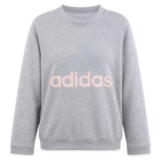 Adidas Womens Grey Pullover Sweatshirt Size M Logo Crew Neck
