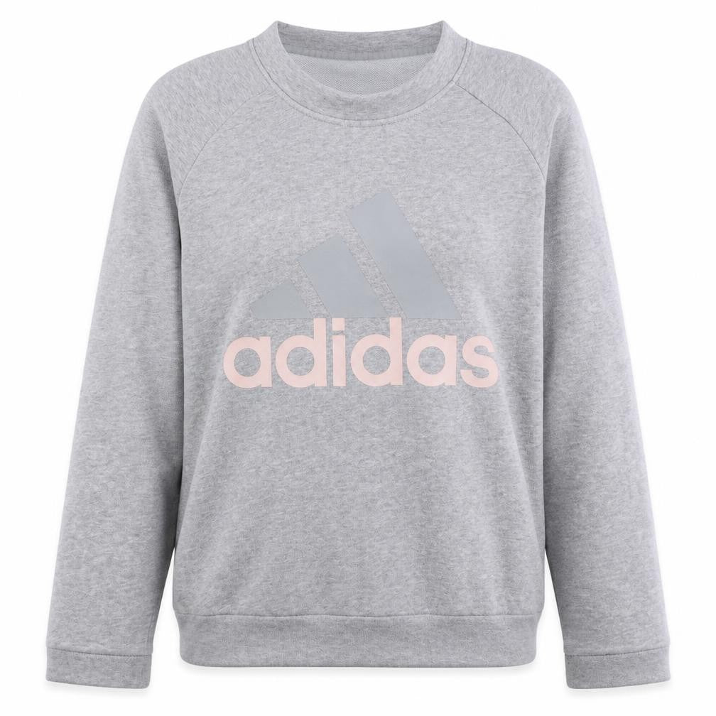 Adidas Womens Grey Pullover Sweatshirt Size M Logo Crew Neck