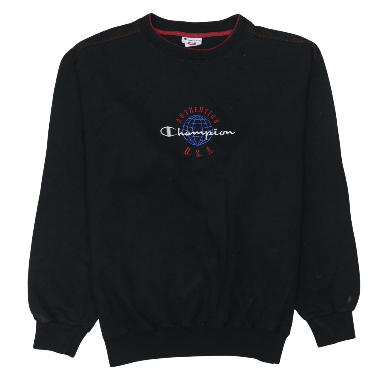 Champion Men's Black Large Pullover Sweatshirt USA Embroidered Vintage