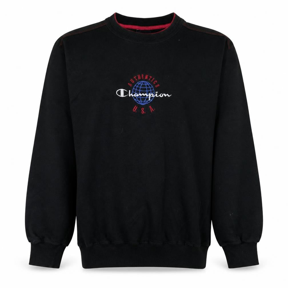 Champion Men's Black Large Pullover Sweatshirt USA Embroidered Vintage