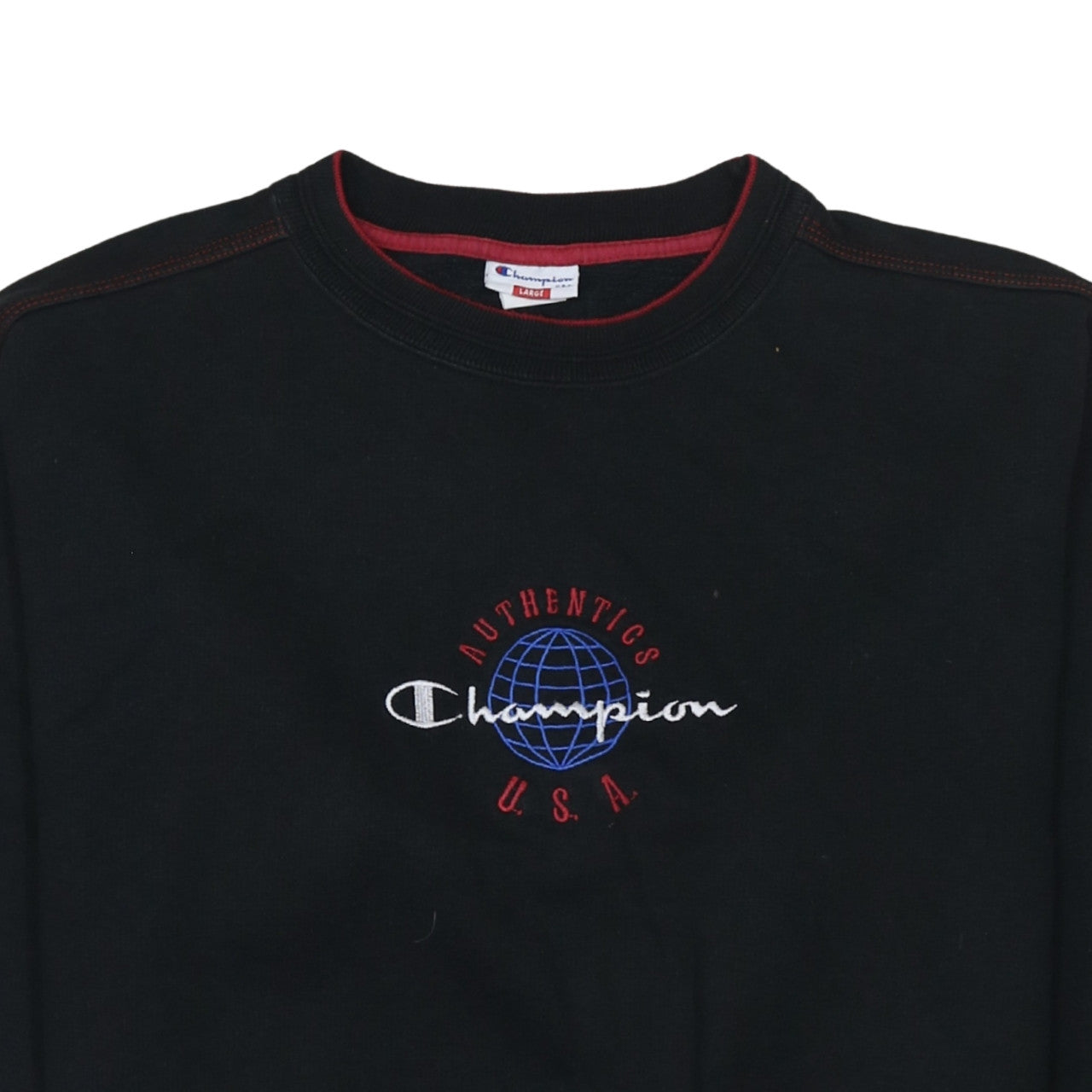Champion Men's Black Large Pullover Sweatshirt USA Embroidered Vintage