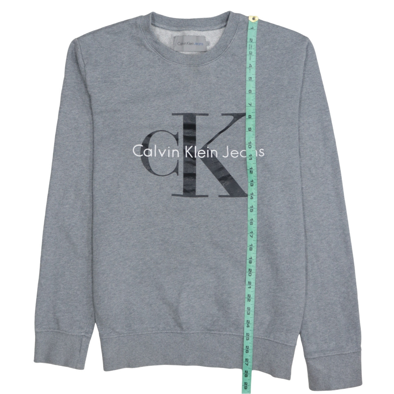 Calvin Klein Jeans Men's Grey Logo Crew Neck Sweatshirt Size L