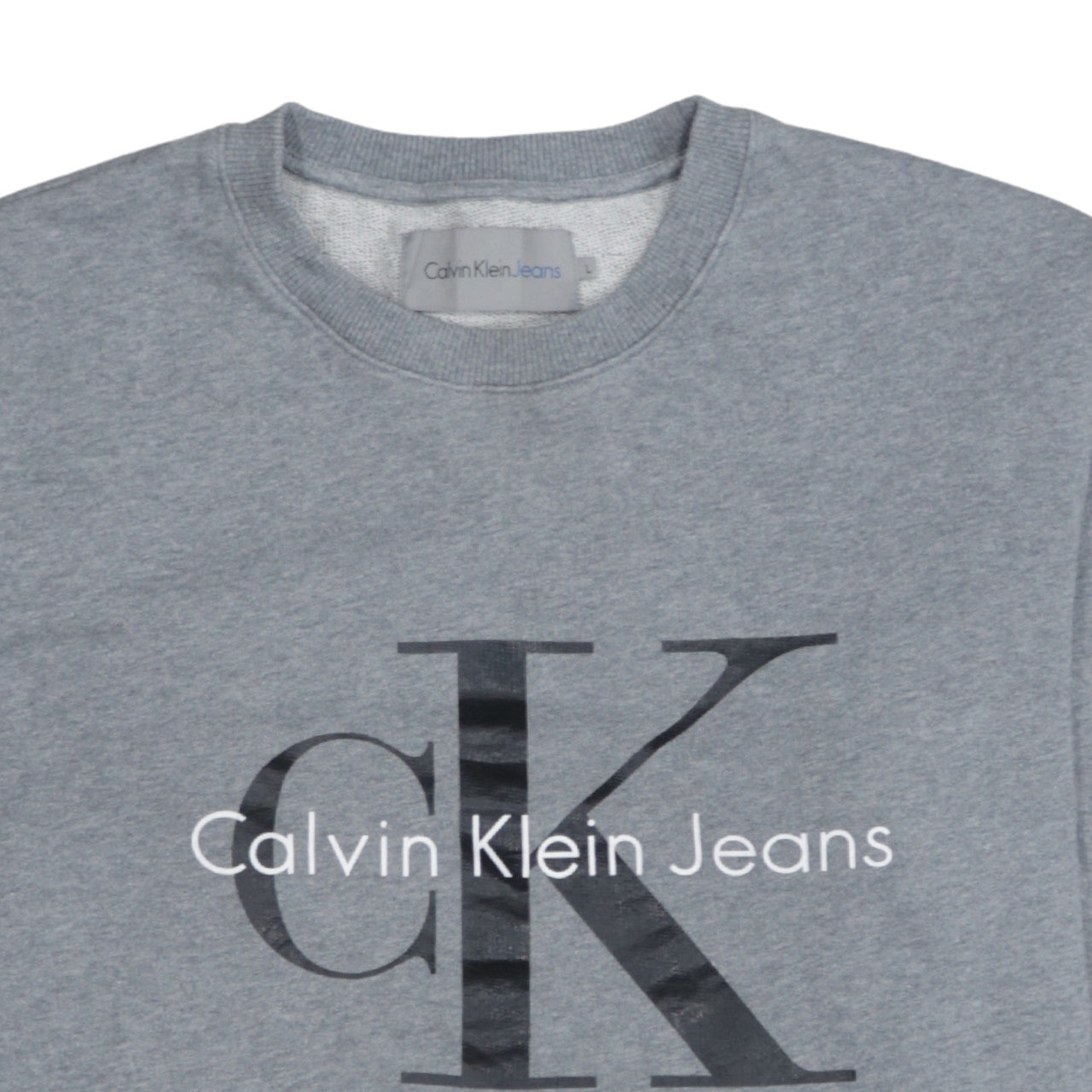 Calvin Klein Jeans Men's Grey Logo Crew Neck Sweatshirt Size L