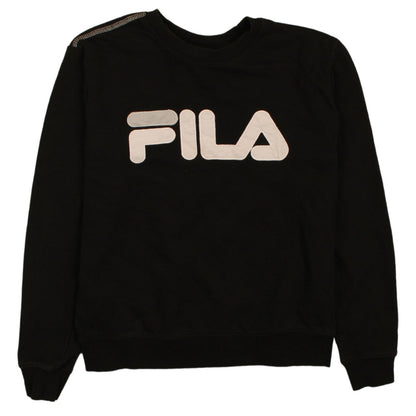 Additional front view of Fila women’s black small crew neck pullover sweatshirt