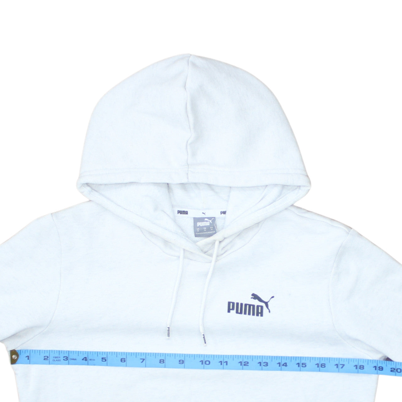 Puma Womens White Pullover Hoodie Medium Logo Print Cotton Blend
