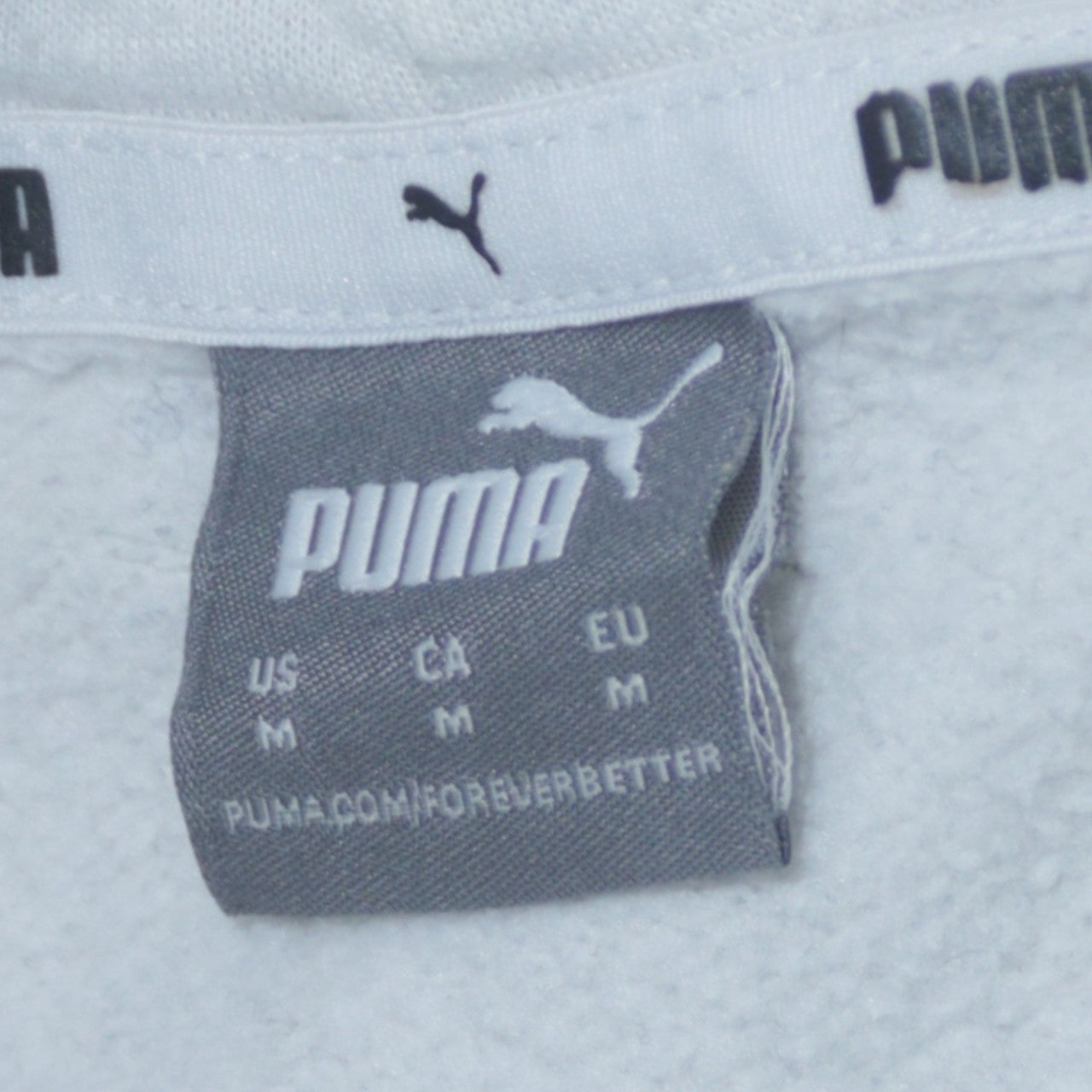 Puma Womens White Pullover Hoodie Medium Logo Print Cotton Blend
