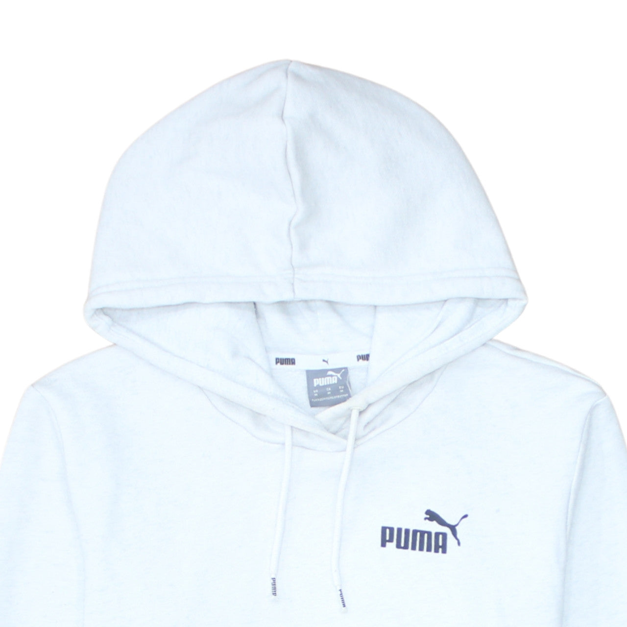 Puma Womens White Pullover Hoodie Medium Logo Print Cotton Blend