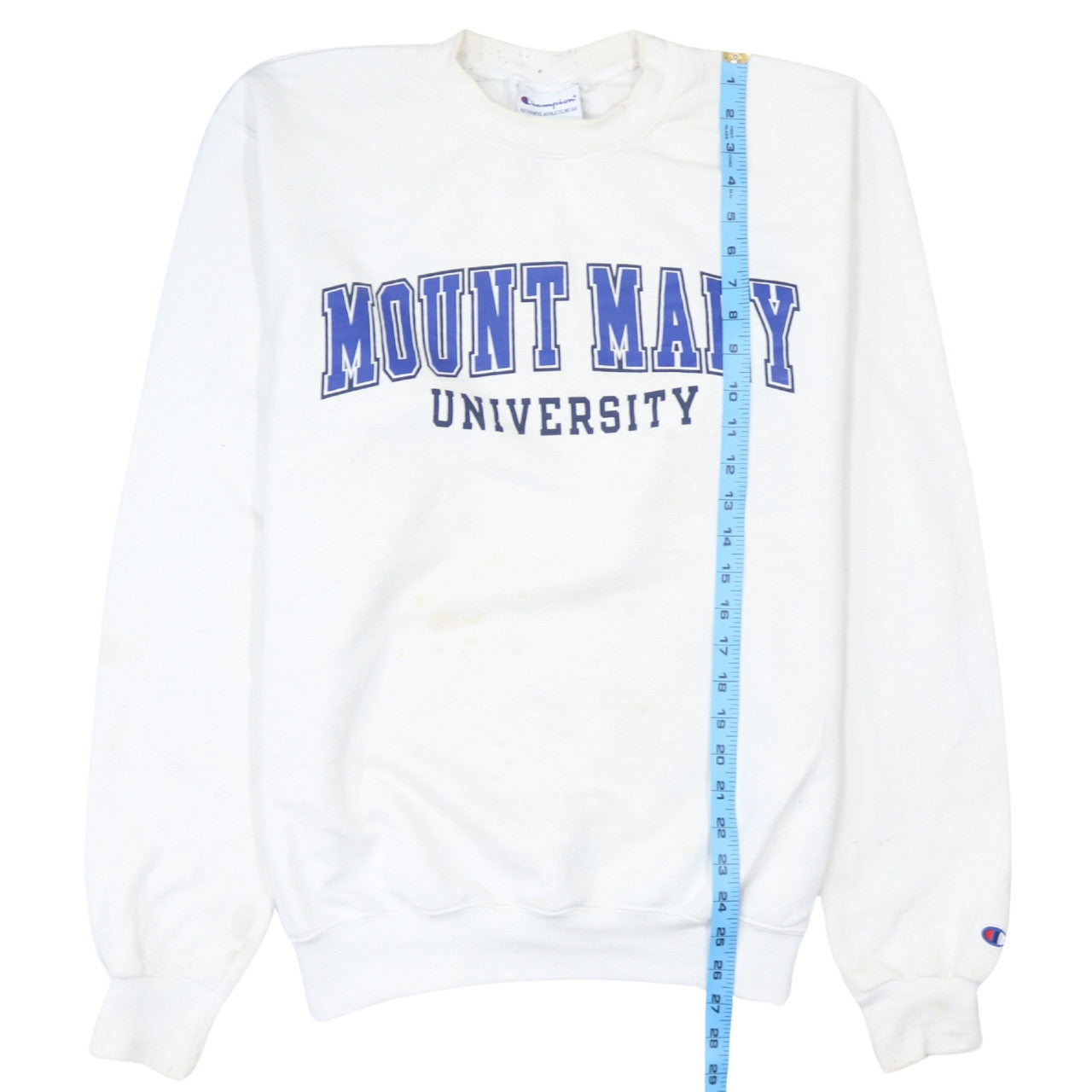Champion Men’s White Mount Mary University Pullover Sweatshirt Medium