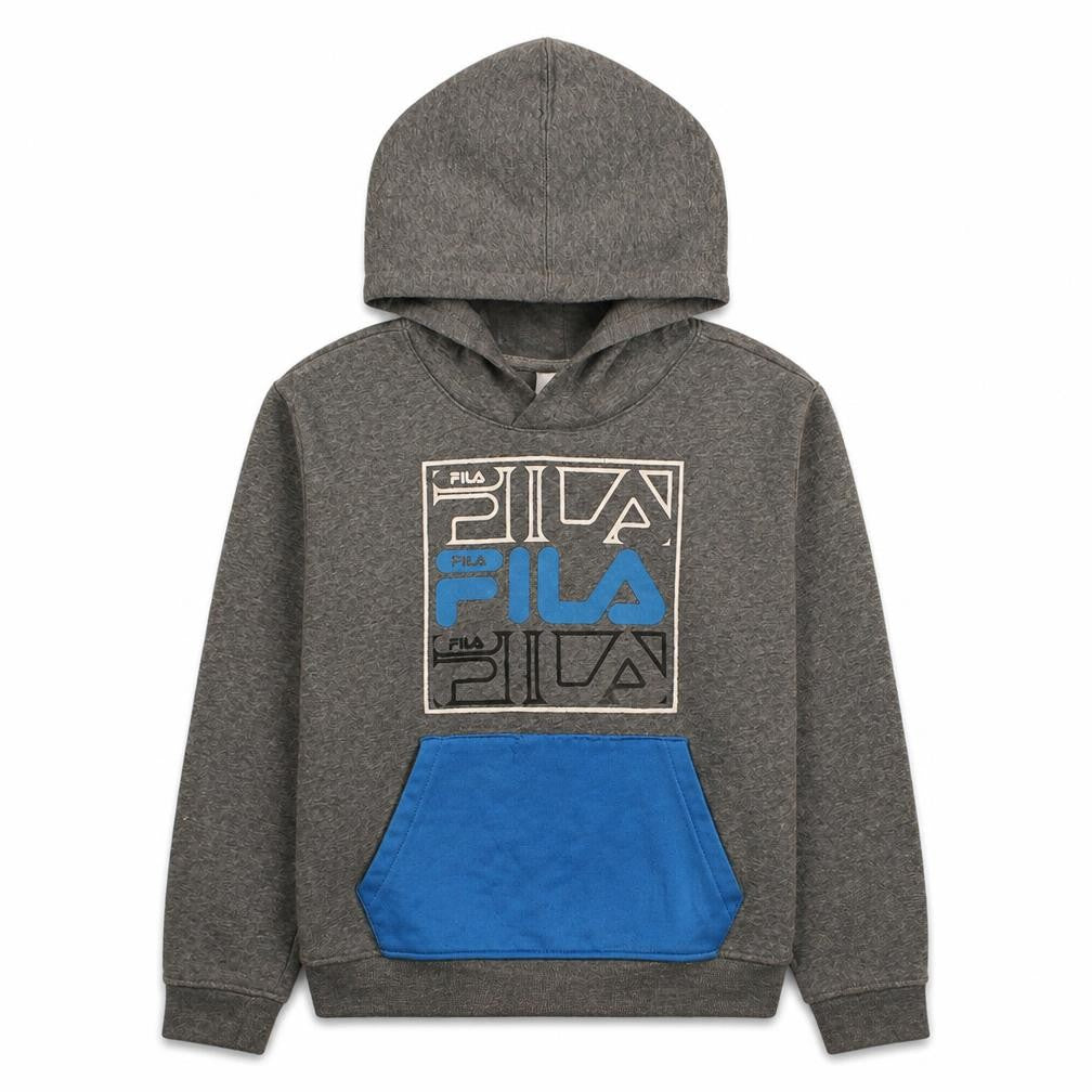 Fila Boys Grey & Blue Pullover Hoodie Size 11-12 Years Graphic Print