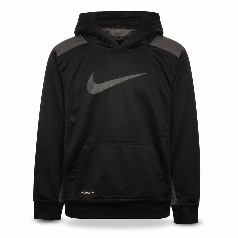 Nike Boys Black Therma-Fit Pullover Hoodie L Regular Fleece Sportswear