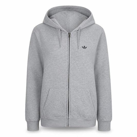 Adidas Women’s Grey Full Zip Hoodie Size 14 Classic Hooded Sweatshirt